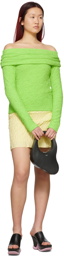 MSGM Yellow Stretch Ruched Skirt