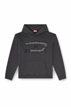 Diesel Cotton hoodie with D appliqué - Sweaters Mens in Grey
