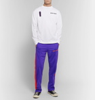 Palm Angels - Slim-Fit Logo-Print Striped Tech-Jersey Sweatpants - Men - Purple