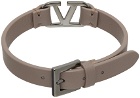 Valentino Garavani Taupe VLogo Signature Calfskin Bracelet