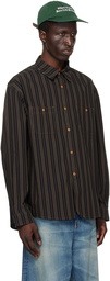 Uniform Bridge Black & Brown Striped Shirt