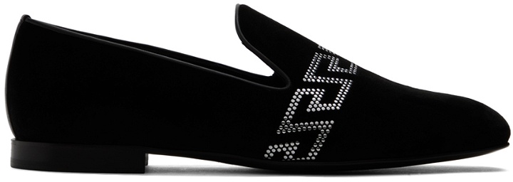 Photo: Versace Black Studded Greca Loafers