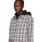 Off-White Brown and Grey Check Hoodie Shirt