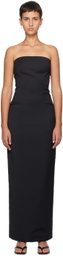 Olēnich Black Straight Neck Maxi Dress