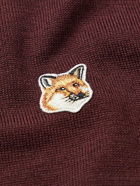 Maison Kitsuné - Logo-Appliquéd Wool Sweater - Burgundy