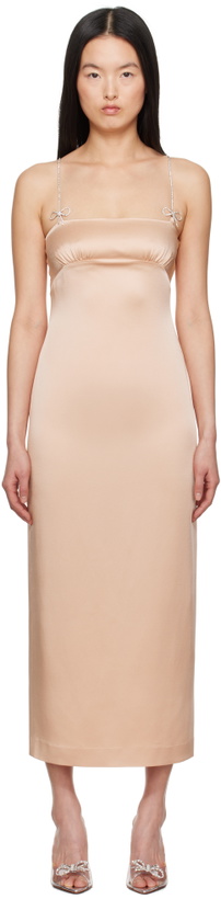 Photo: Blumarine Pink Satin Rhinestone Midi Dress