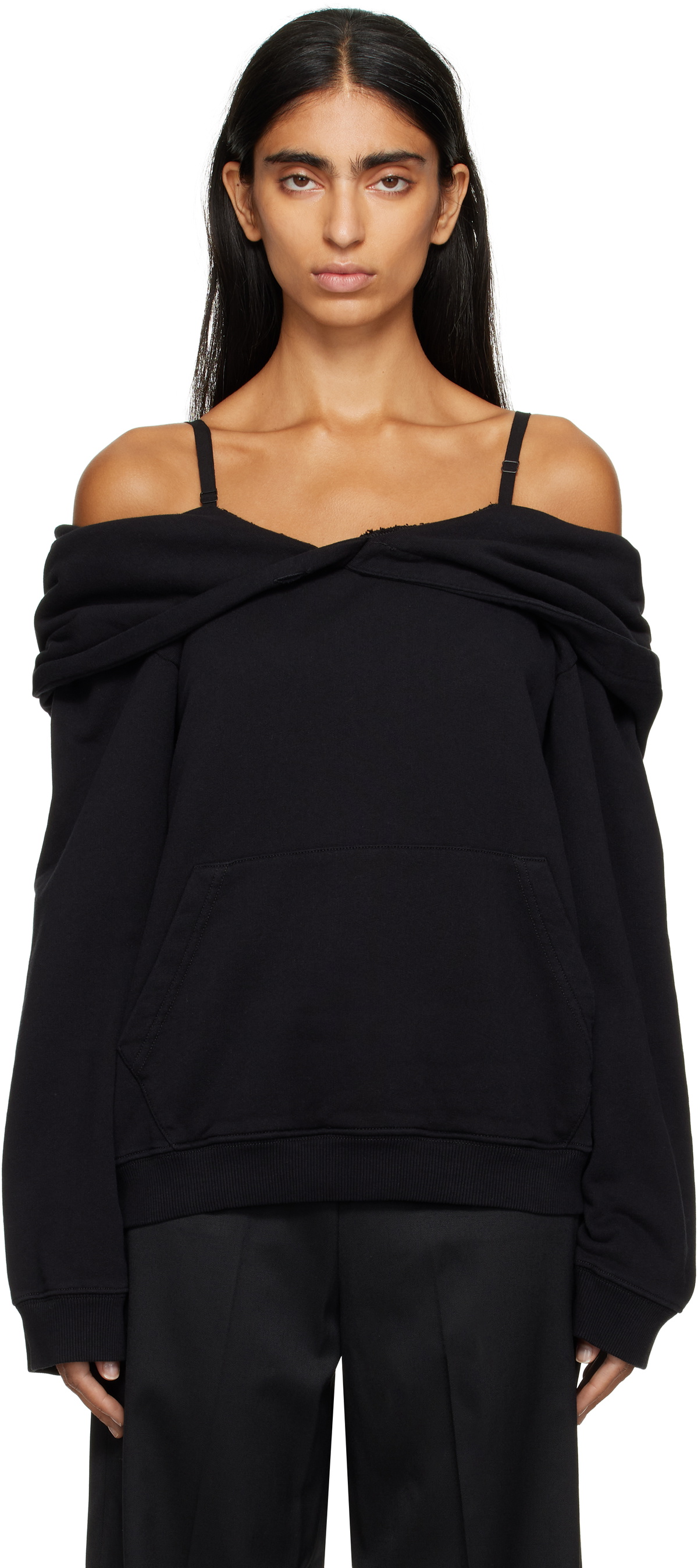 MM6 Maison Margiela Black Half-Zip Hoodie MM6 Maison Margiela