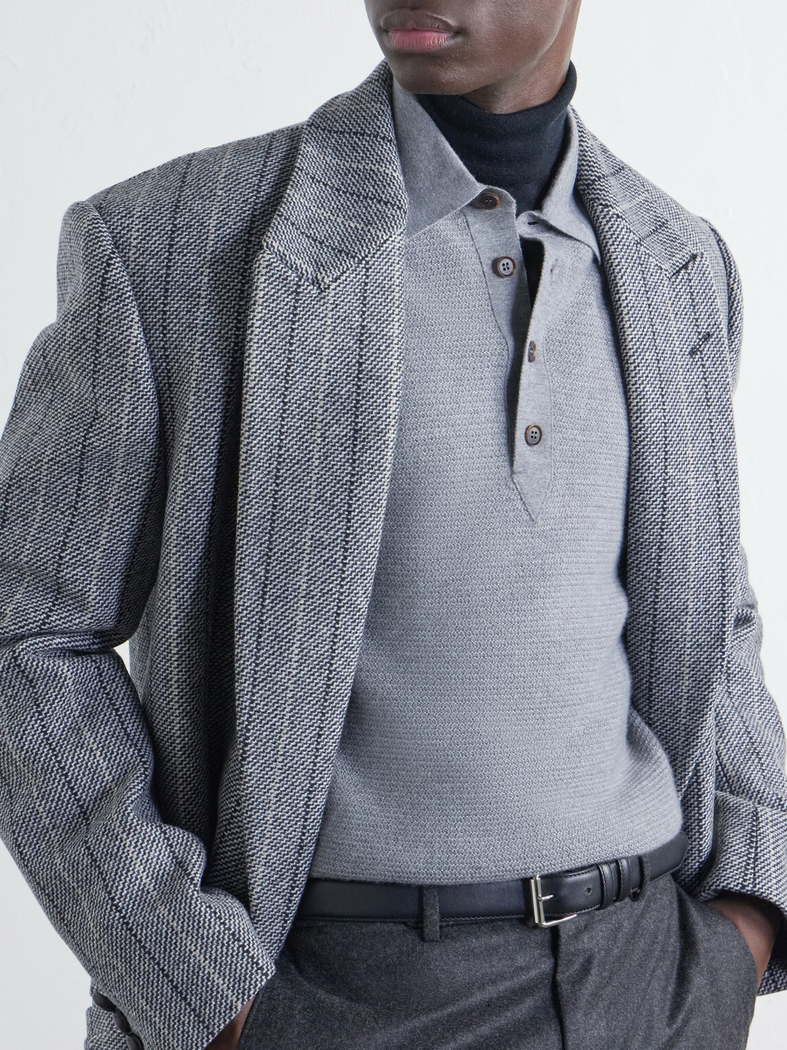 Zegna - Oasi Cashmere-Piqué Polo Shirt - Gray