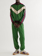 GUCCI - Striped Webbing-Trimmed Monogrammed Tech-Jersey Track Jacket - Green