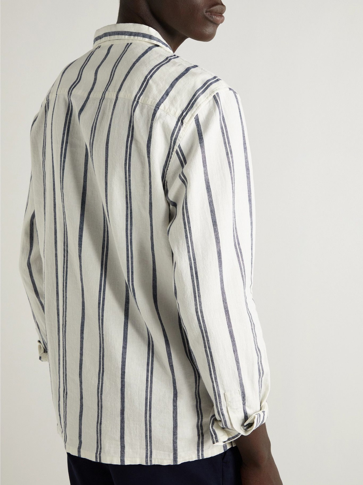 Club Monaco - Camp-Collar Striped Woven Shirt - White Club Monaco