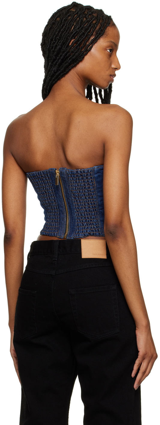 DENIM CORSET TOP - Navy blue