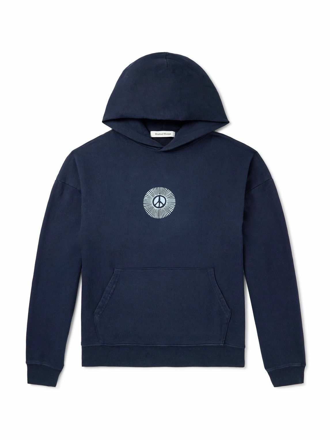 DISTRICT VISION - California Logo-Print Stone-Washed Cotton-Jersey Hoodie - Blue