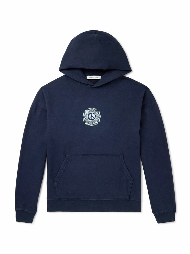 Photo: DISTRICT VISION - California Logo-Print Stone-Washed Cotton-Jersey Hoodie - Blue