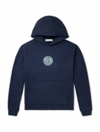 DISTRICT VISION - California Logo-Print Stone-Washed Cotton-Jersey Hoodie - Blue