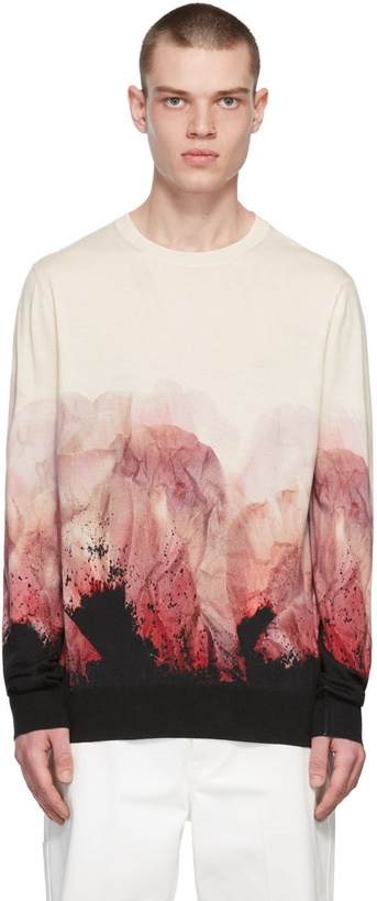 Photo: Alexander McQueen Off-White Flower Print Crewneck Sweater