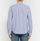 A.P.C. - Robinson Grandad-Collar Striped Cotton-Seersucker Shirt - Men - Blue