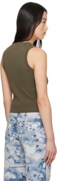 Off-White Green Off Stamp Rib Round Tank Top
