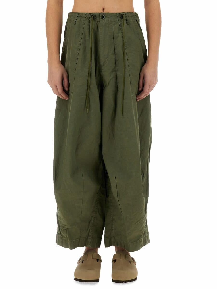 Needles Khaki Herringbone String Fatigue Trousers Needles
