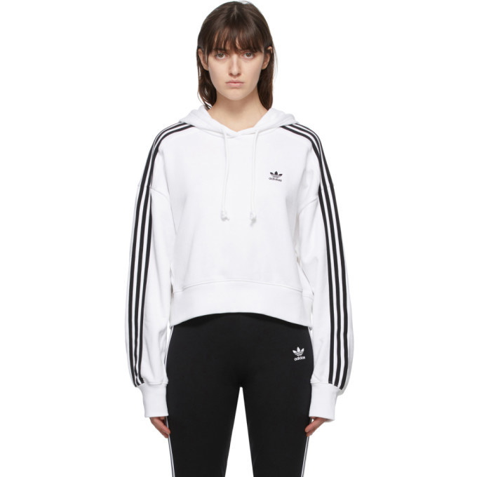 Photo: adidas Originals White Adicolor Cropped Hoodie