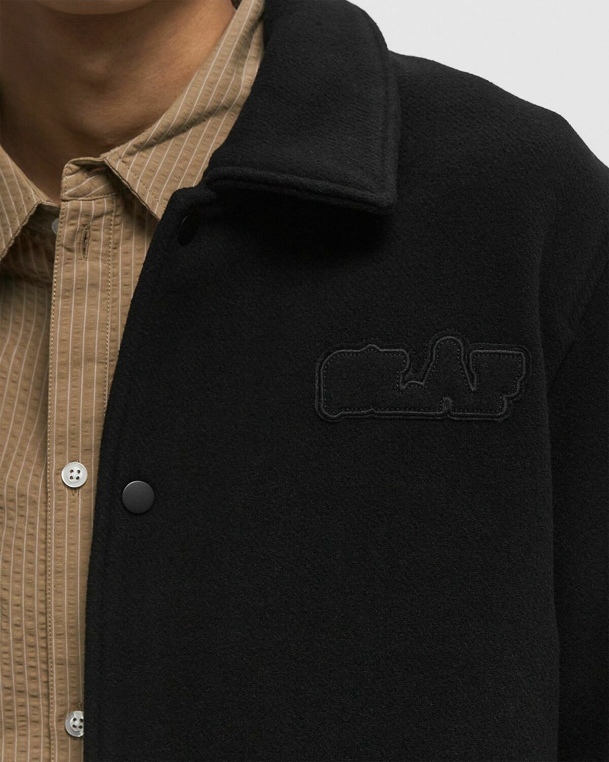 ØLÅF WOOL VARSITY COACH JACKET Black Mens Overshirt