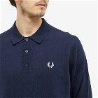 Fred Perry Authentic Men's Long Sleeve Knit Polo Shirt in Navy