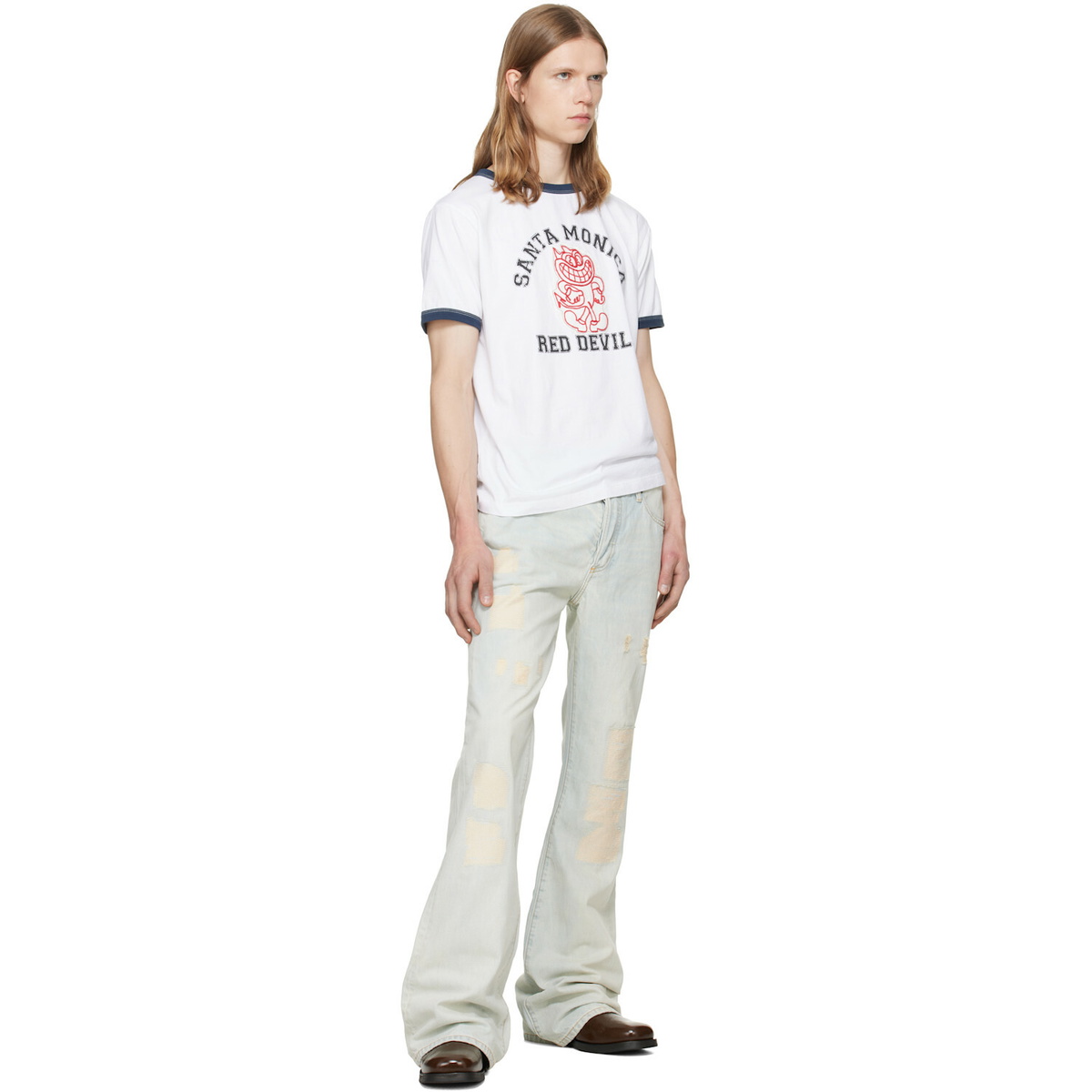 COÛT DE LA LIBERTÉ Blue Jimmy Crispy Rigid Denim Flare Jeans
