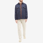 Portuguese Flannel Men's Wool Field Shirt Jacket in Navy