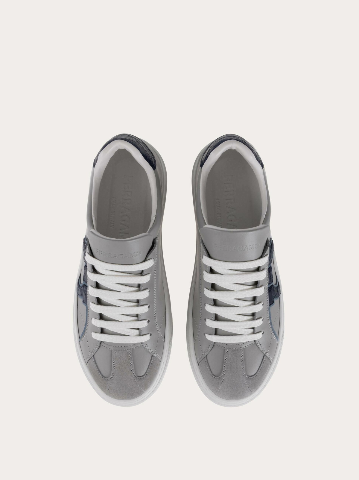 Ferragamo Mens Gancini low cut sneaker in Grey