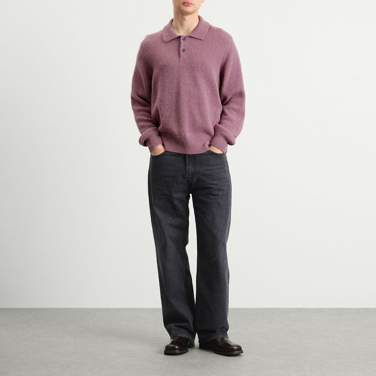 Corridor Men's Brushed Alpaca Polo in Plum