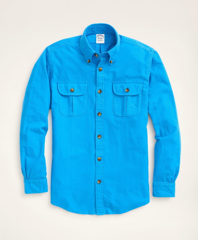 Photo: Brooks Brothers Men's Regent Regular-Fit Archive Chamois Shirt | Blue