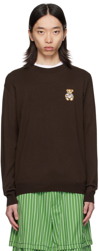 Photo: Moschino Brown Teddy Patch Sweater