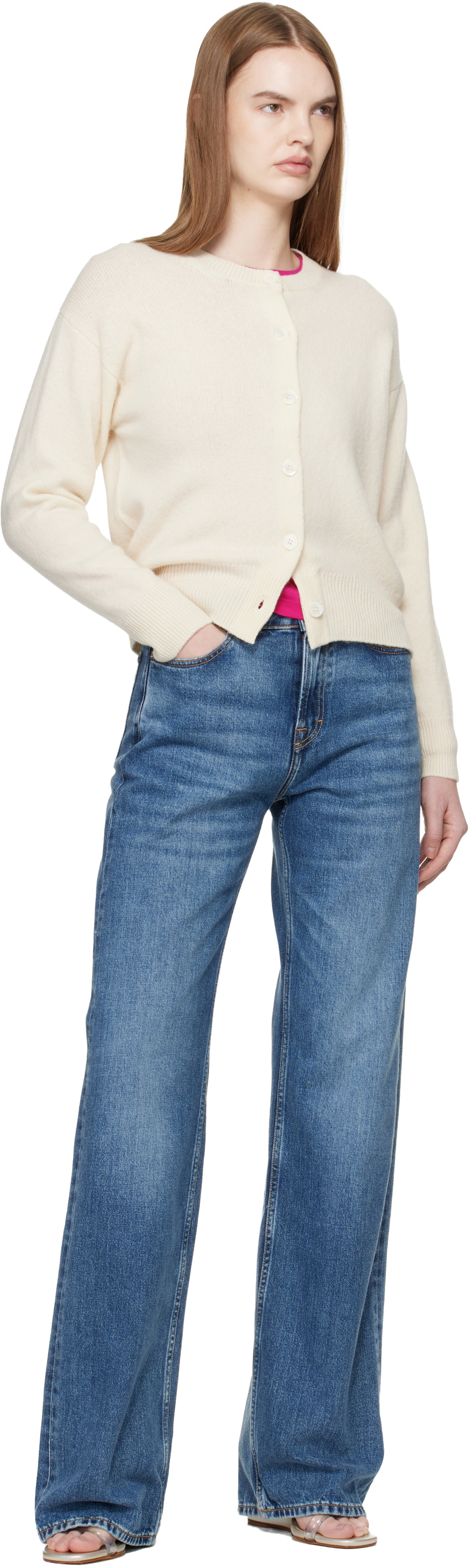 &Daughter Off White Ada Crewneck Cardigan