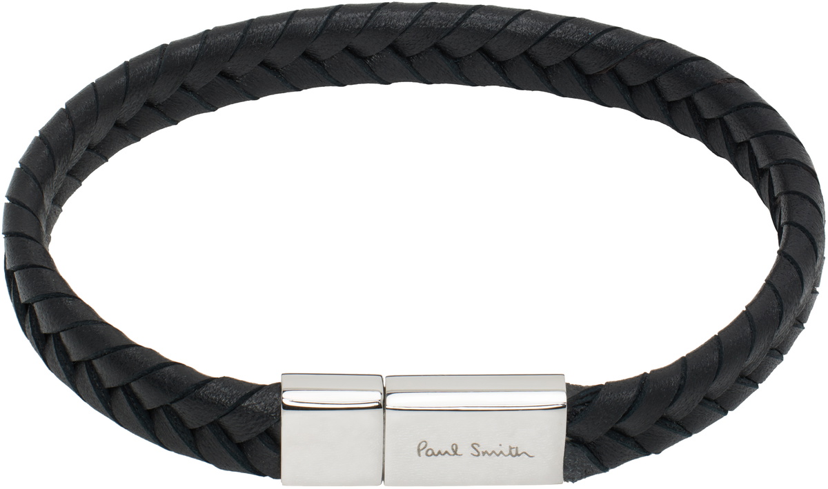 ブレスレット Paul Smith Leather Bracelet Black Braided Leather Bracelet by Paul Smith on Sale