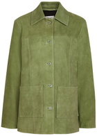Reformation Veda Lincoln Panelled Suede Jacket Green