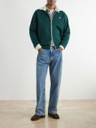 AMI PARIS - Logo-Embroidered Cotton-Jersey Zip-Up Sweatshirt - Green