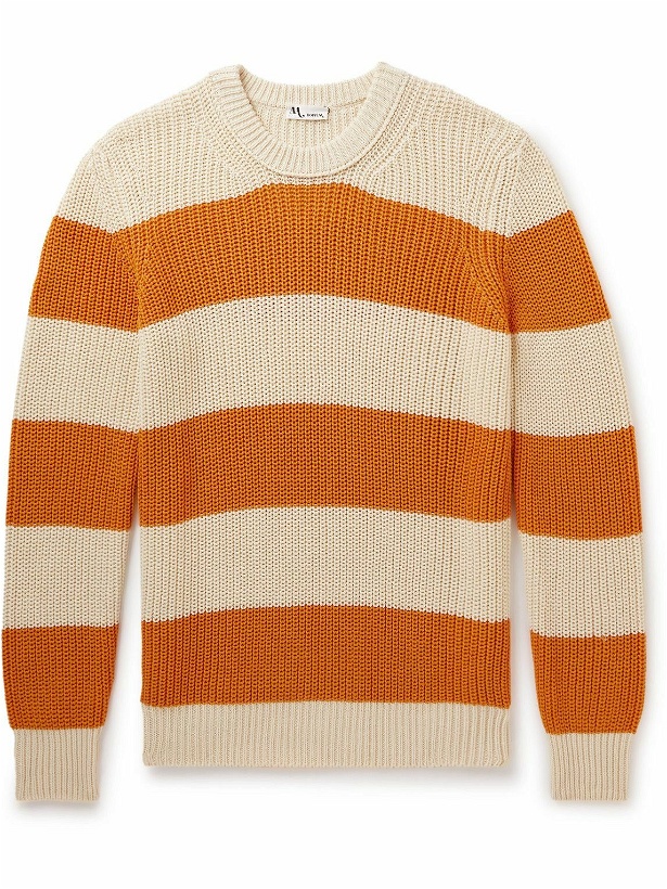 Photo: DOPPIAA - Striped Ribbed Cotton Sweater - Orange