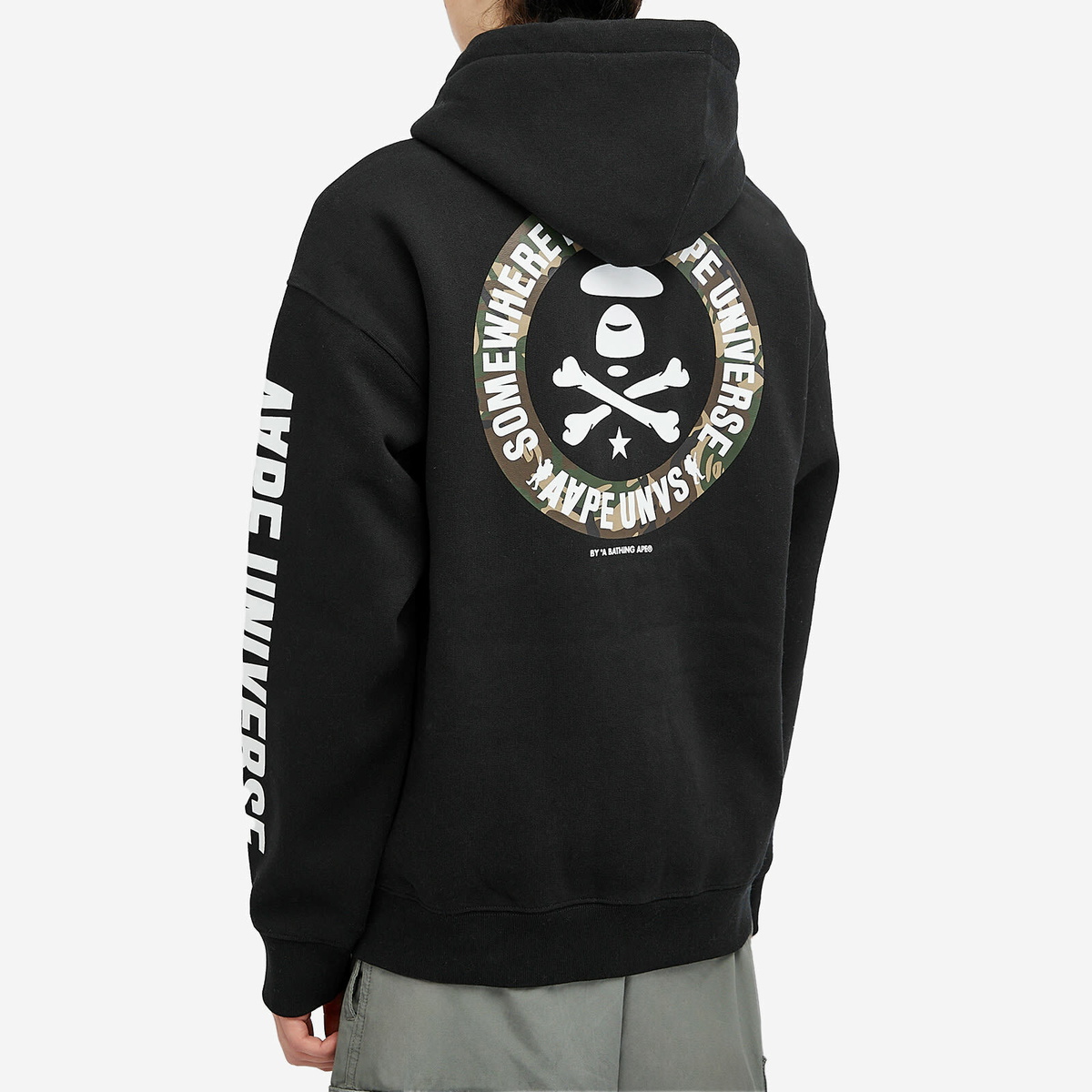 Men's AAPE Back X-Bone Zip Hoodie in Black AAPE by A Bathing Ape