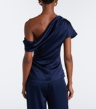 Simkhai Phoebe one-shoulder draped satin top