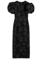 Rotate Sunday Floral-jacquard Midi Dress Black