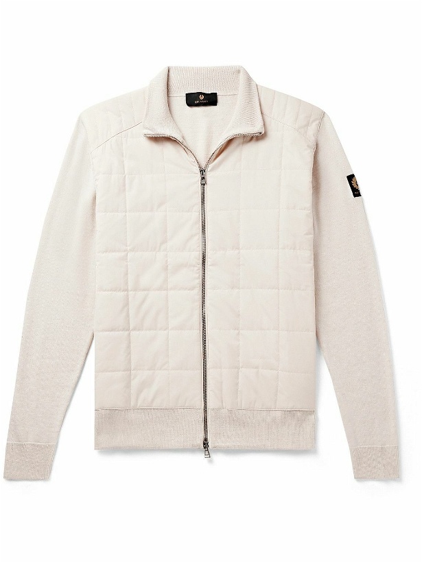 Photo: Belstaff - Kelbrook Slim-Fit Padded Quilted Shell and Wool Zip-Up Cardigan - Neutrals