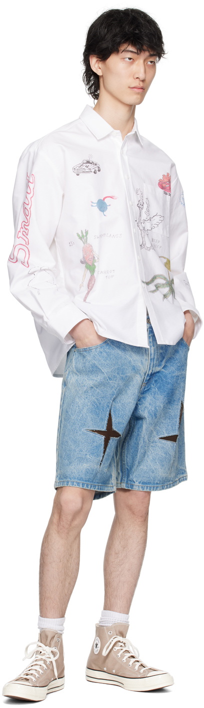 Small Talk Studio Blue Cutout Denim Shorts