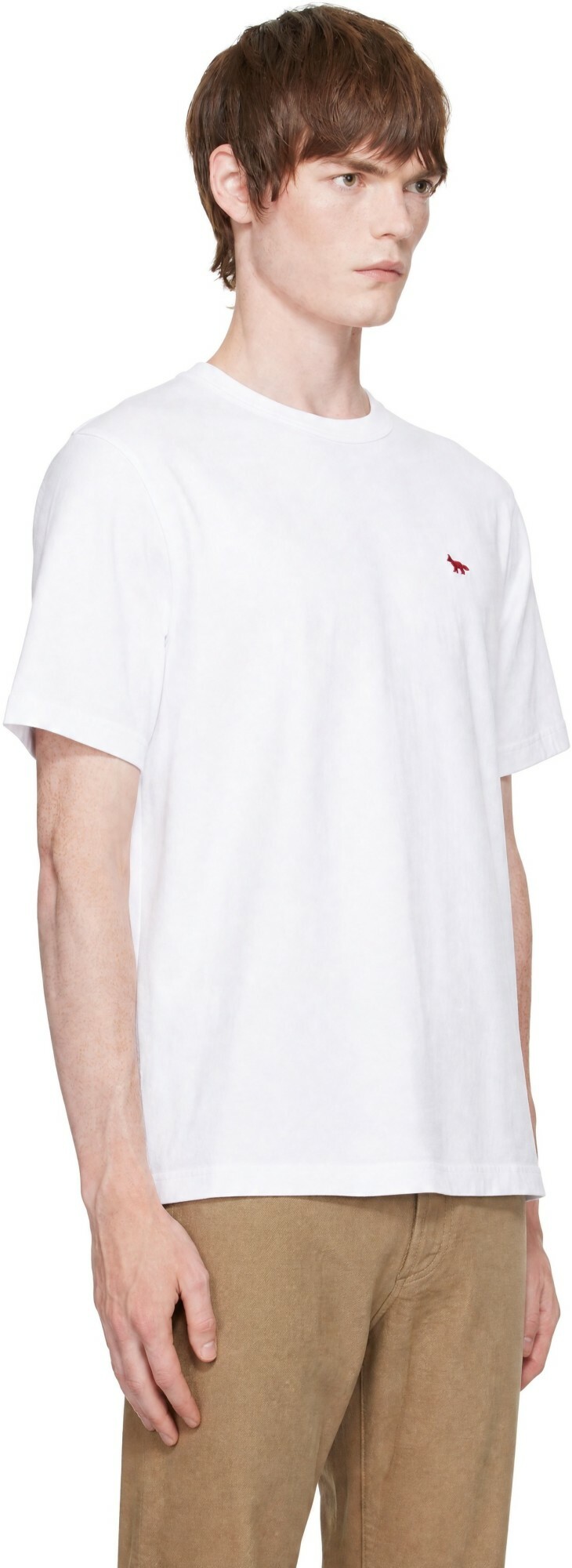 Maison Kitsuné White Red Profile Fox Comfort T-shirt