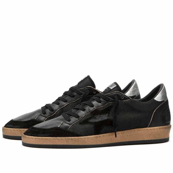 Photo: Golden Goose Men's Ball Star Leather Sneakers in Black/Silver