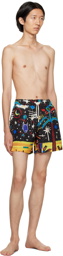 Palm Angels Black Graphic Swim Shorts