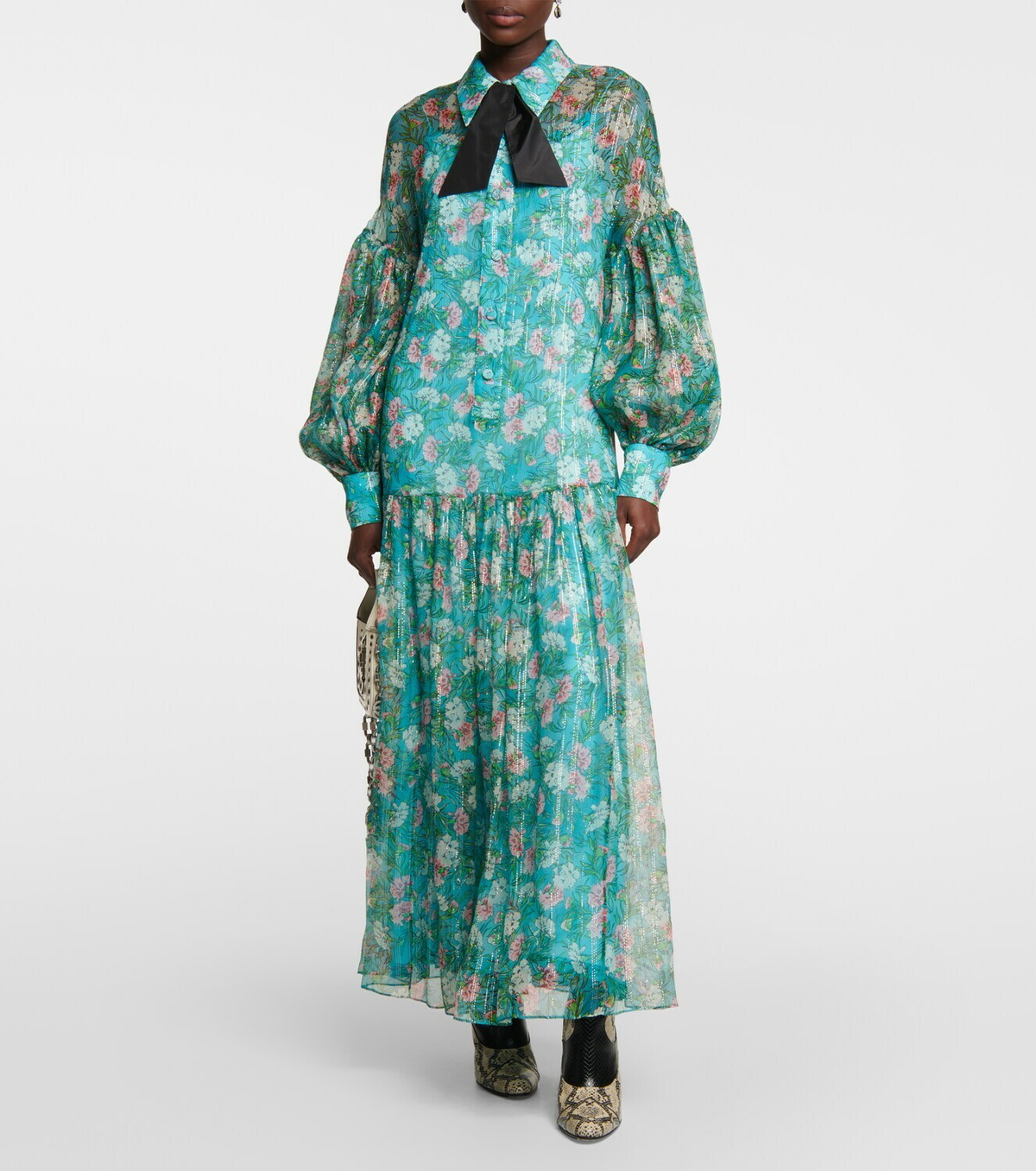 Gucci Floral pleated silk creponne gown Gucci