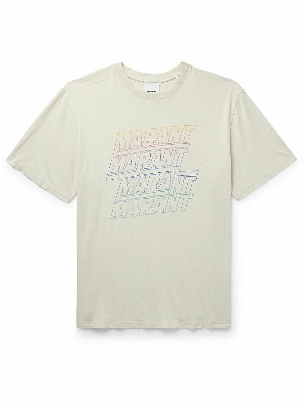 Photo: Marant - Hugo Logo-Print Cotton-Jersey T-Shirt - Neutrals