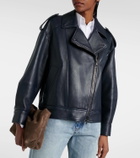 Brunello Cucinelli Oversized leather biker jacket