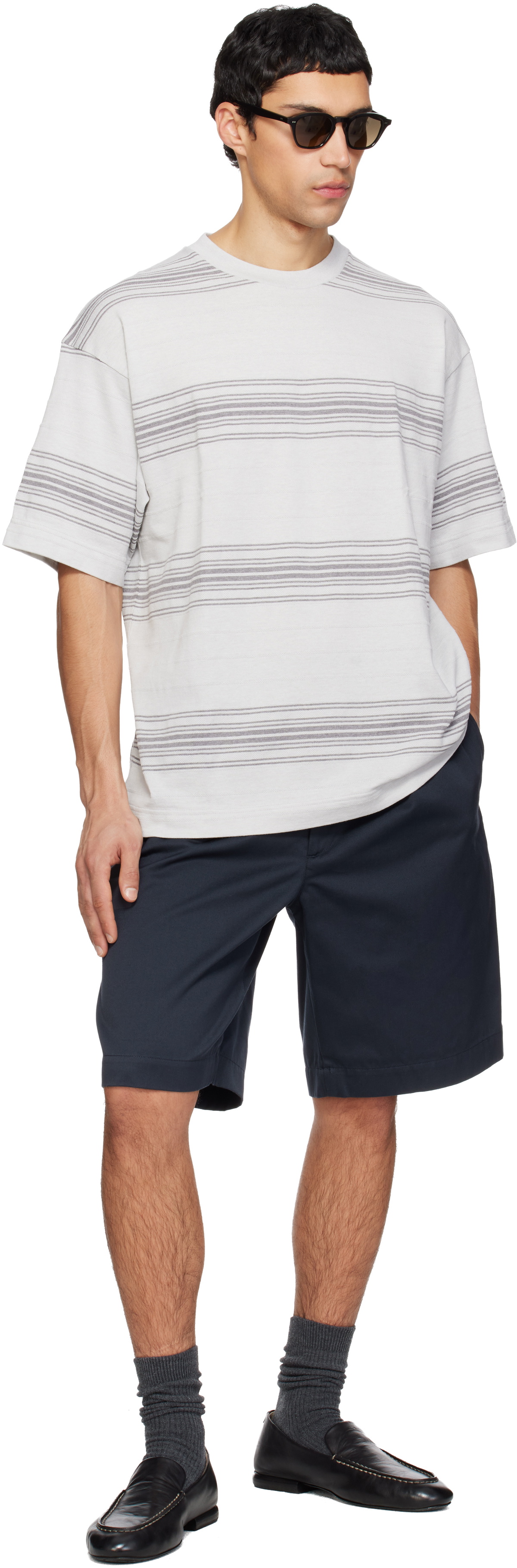 nanamica Gray Stripe T-shirt