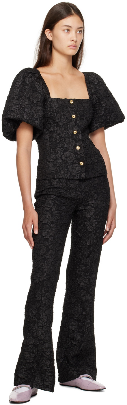 Womens GANNI black Lace Flared Trousers