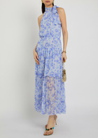 Rixo Abi Floral-print Chiffon Maxi Dress Light Blue